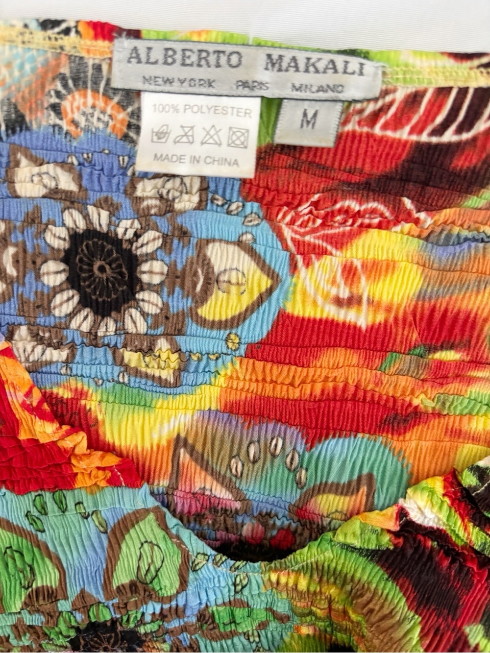 Alberto Makali Vtg Vibrant Stretch Pleated Sequin Top Medium Maximalist Summer - Picture 4 of 5